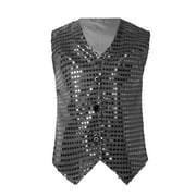 Kids Boys Girls Casual Top Sequin Glitter Party Carnival Gown Sleeveless Trendy Vest Comfy Soft Tops Classic Fashion Dailywear